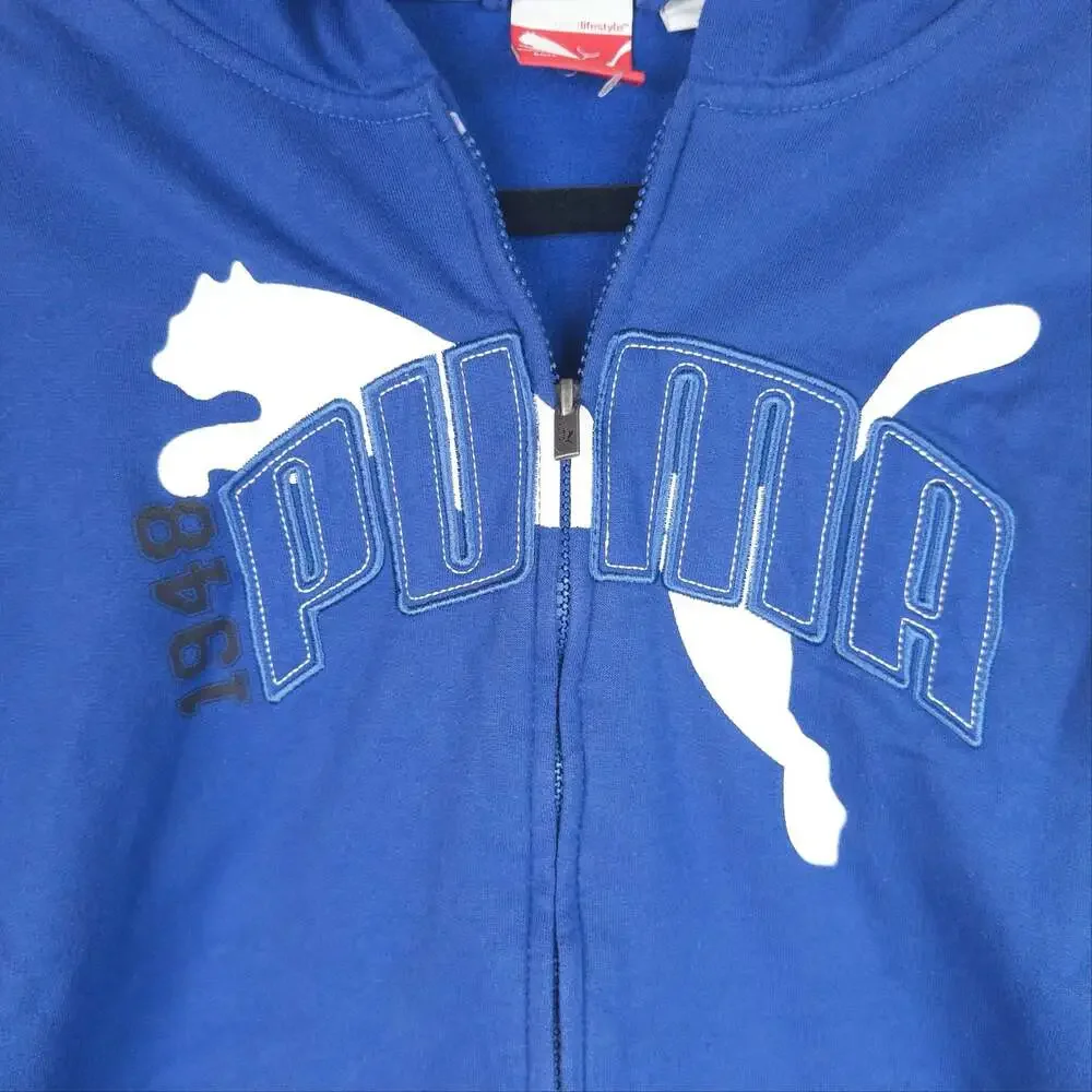 Puma Boys Sportlifestyle Full Zip Hoodie Blue Size L
